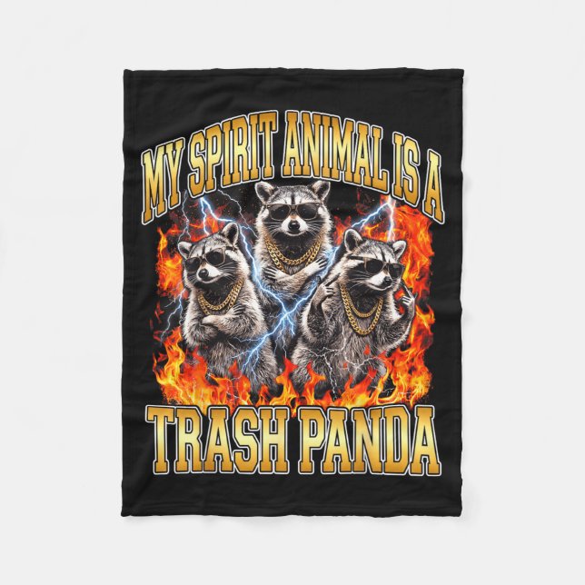 Raccoon My Srit Animal Is A Trash Panda Funny Boot Fleece Blanket (Front)