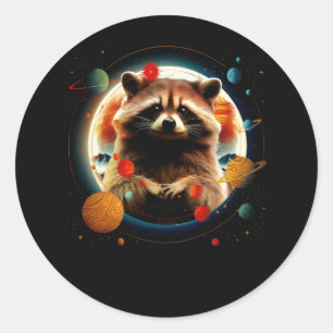 Raccoon of the Cosmos Galaxy Planet Astronomy Sola Classic Round Sticker
