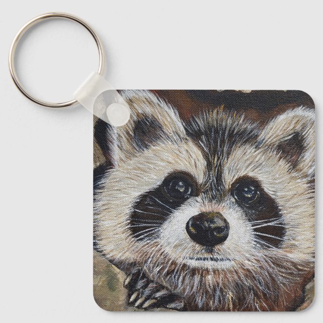 Raccoon Painting Keychain (Front)