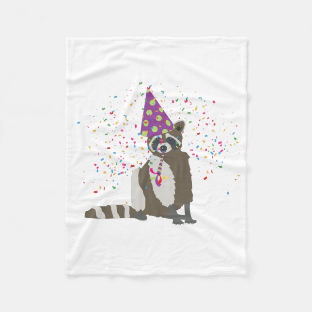 Raccoon Partying - Animals Having a Party Fleece Blanket (Front)