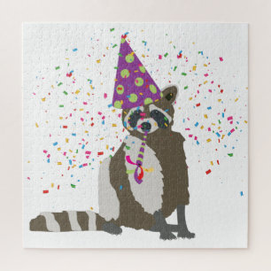 Raccoon Partying - Animals Having a Party Jigsaw Puzzle