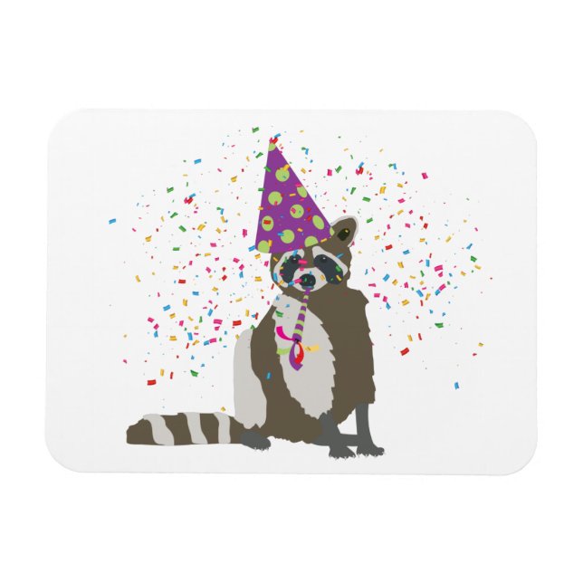 Raccoon Partying - Animals Having a Party Magnet (Horizontal)
