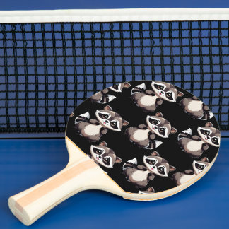 Raccoon Pattern Design Black  Ping Pong Paddle