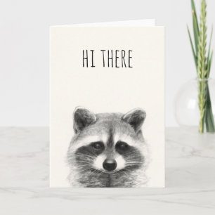 Raccoon Pencil Drawing Card