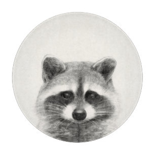Raccoon Pencil Drawing Cutting Board