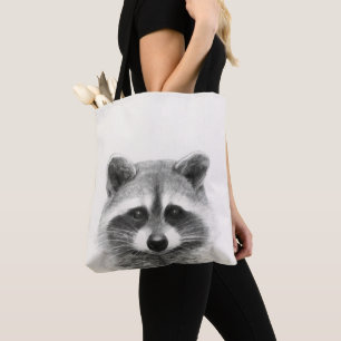Raccoon Pencil Drawing Tote Bag