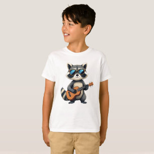 Raccoon Playing Ukulele Guitar Funny Cute Animal T-Shirt