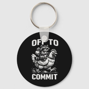 Raccoon Riding Chicken Off To Commit Software Deve Key Ring