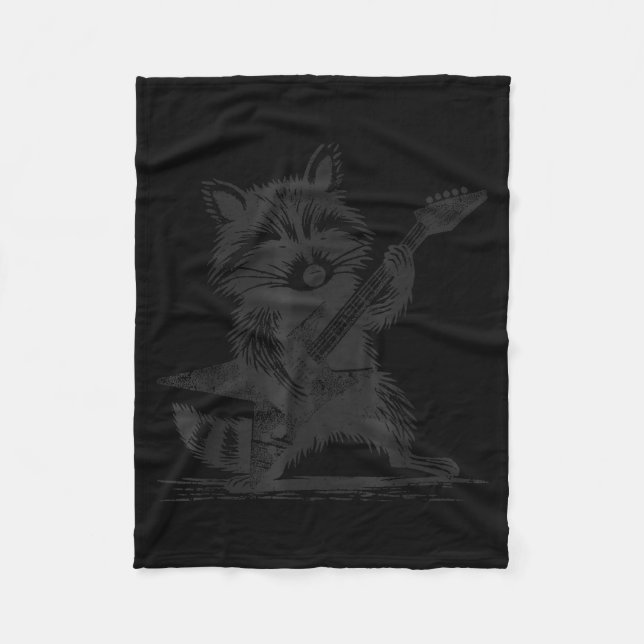 Raccoon Rock Music For Men Women Band Kids Rocker  Fleece Blanket (Front)