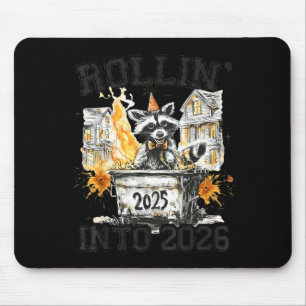 Raccoon Rollin Into 2026 Funny Dumpster Fire 2025  Mouse Mat