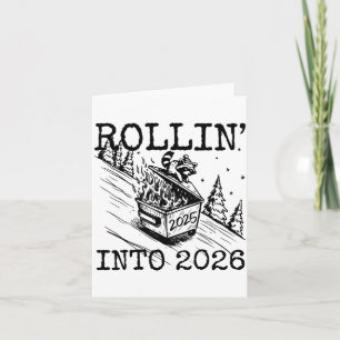 Raccoon Rolling Into 2026 Happy New Year 2026 Funn Card