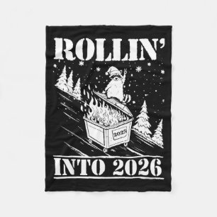 Raccoon Rolling Into 2026 Happy New Year 2026 Funn Fleece Blanket