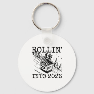 Raccoon Rolling Into 2026 Happy New Year 2026 Funn Key Ring