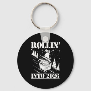 Raccoon Rolling Into 2026 Happy New Year 2026 Funn Key Ring
