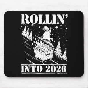 Raccoon Rolling Into 2026 Happy New Year 2026 Funn Mouse Mat