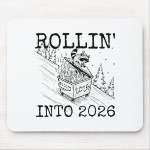 Raccoon Rolling Into 2026 Happy New Year 2026  Mouse Mat