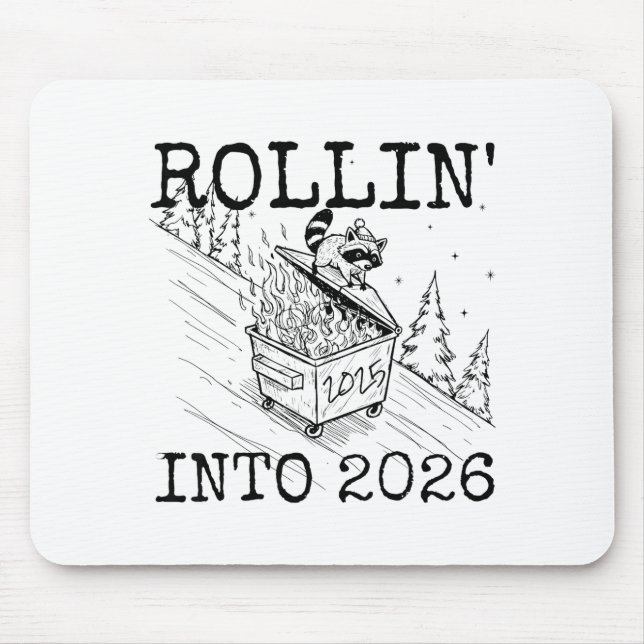Raccoon Rolling Into 2026 Happy New Year 2026  Mouse Mat (Front)