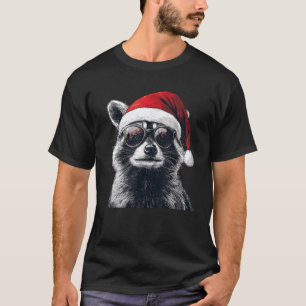 Raccoon Santa Hat Funny Xmas Christmas Raccoon Lov T-Shirt