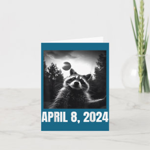 Raccoon Selfie Total Solar Eclipse Illustration Card