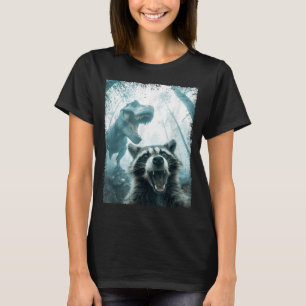 Raccoon Selfie With Tyrannosaurus T Rex Adventure T-Shirt