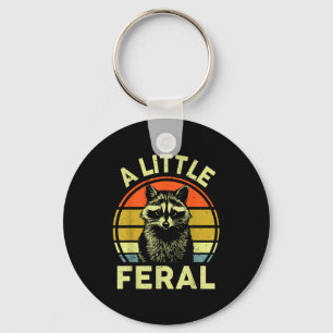 Raccoon-shirt A Little Feral Funny Raccoon Key Ring