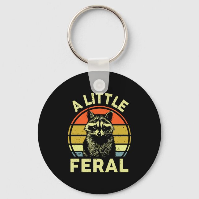 Raccoon-shirt A Little Feral Funny Raccoon Premium Key Ring (Front)