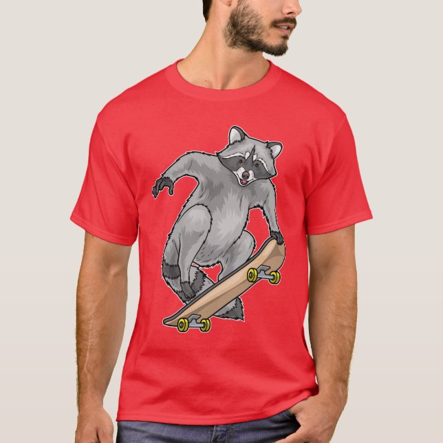 Raccoon Skater Skateboard T-Shirt (Front)