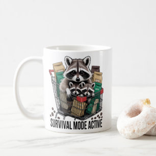 Raccoon Survival Mode Active Mug - Funny Coffee Ad