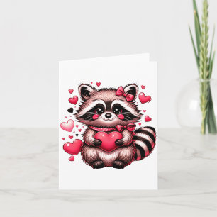 Raccoon Valentine Hearts Card