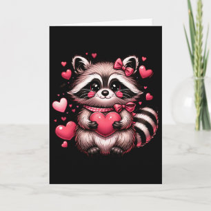 Raccoon Valentine Hearts Card