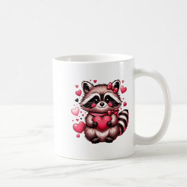 Raccoon Valentine Hearts  Coffee Mug (Right)