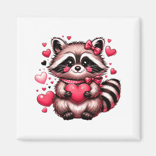 Raccoon Valentine Hearts Magnet
