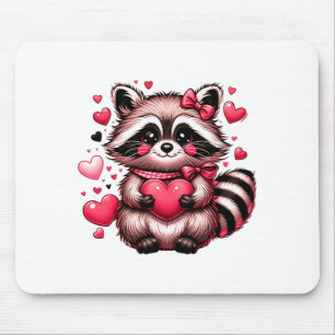 Raccoon Valentine Hearts  Mouse Mat