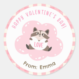 Raccoon Valentine Stickers Cute Personalized Kids