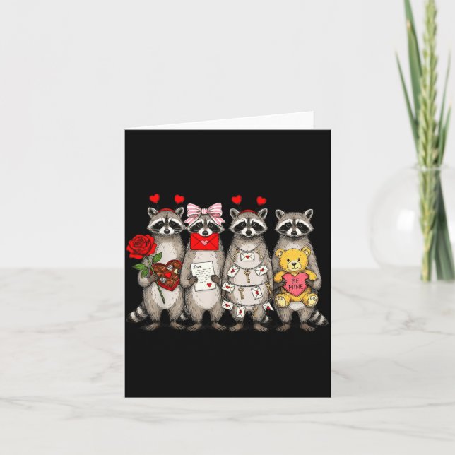 Raccoon Valentines Day Funny Feral Raccoon Love He Card (Front)
