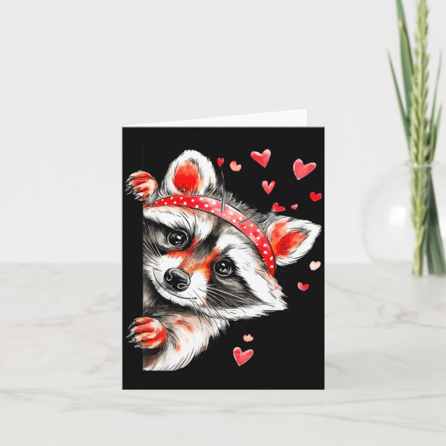 Raccoon Valentines Day Funny Feral Raccoon Love He Card (Front)