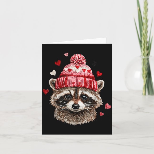 Raccoon Valentines Day Funny Feral Raccoon Love He Card (Front)