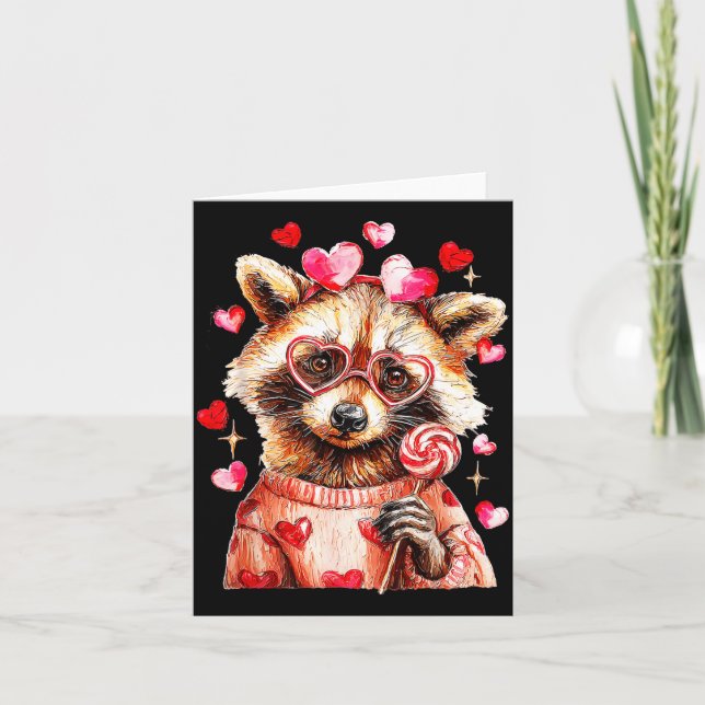 Raccoon Valentines Day Funny Feral Raccoon Love He Card (Front)