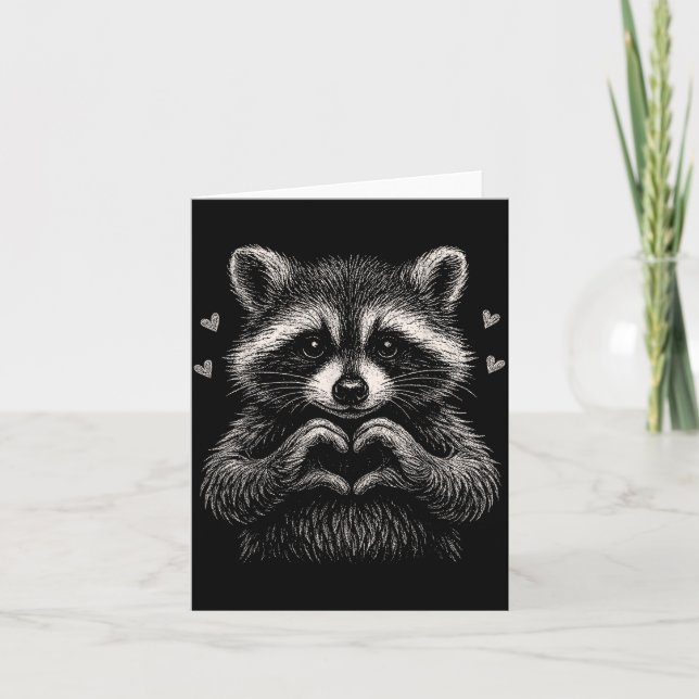 Raccoon Valentines Day Funny Feral Raccoon Love He Card (Front)