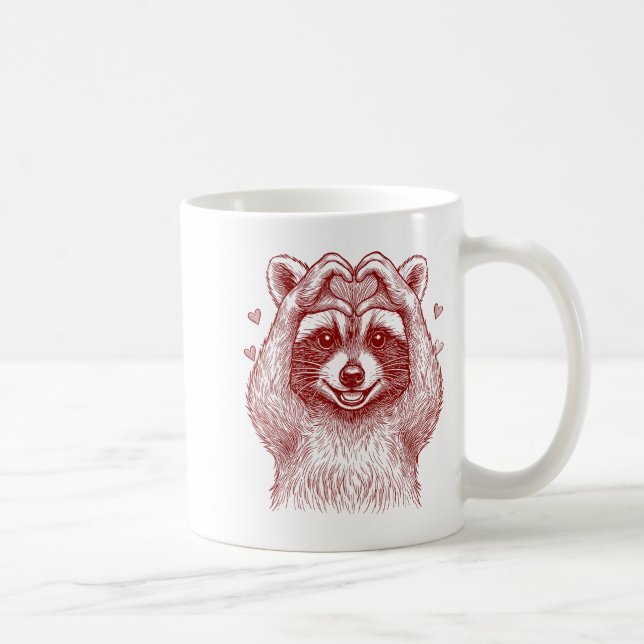 Raccoon Valentines Day Funny Feral Raccoon Love He Coffee Mug (Right)