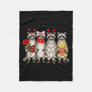 Raccoon Valentines Day Funny Feral Raccoon Love He Fleece Blanket