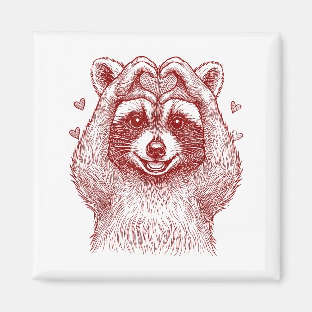 Raccoon Valentines Day Funny Feral Raccoon Love He Magnet (Front)