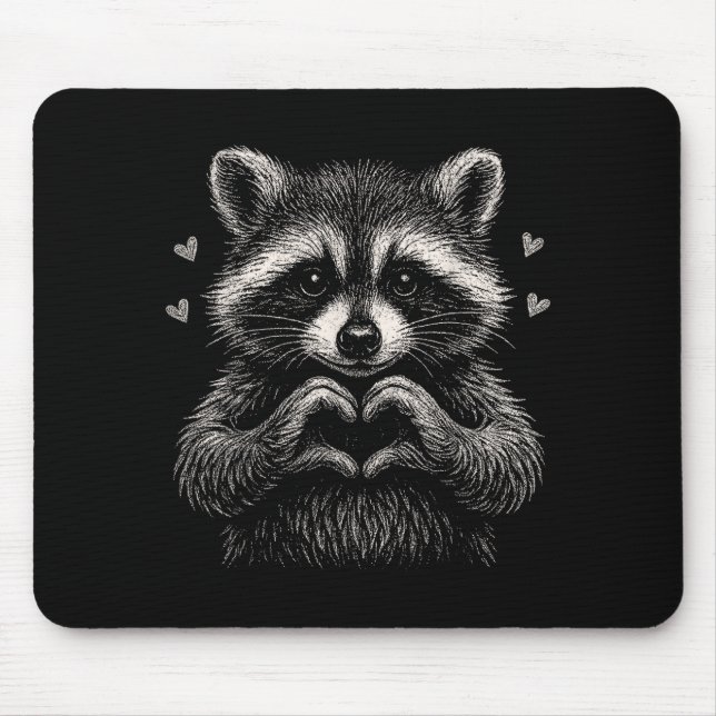 Raccoon Valentines Day Funny Feral Raccoon Love He Mouse Mat (Front)