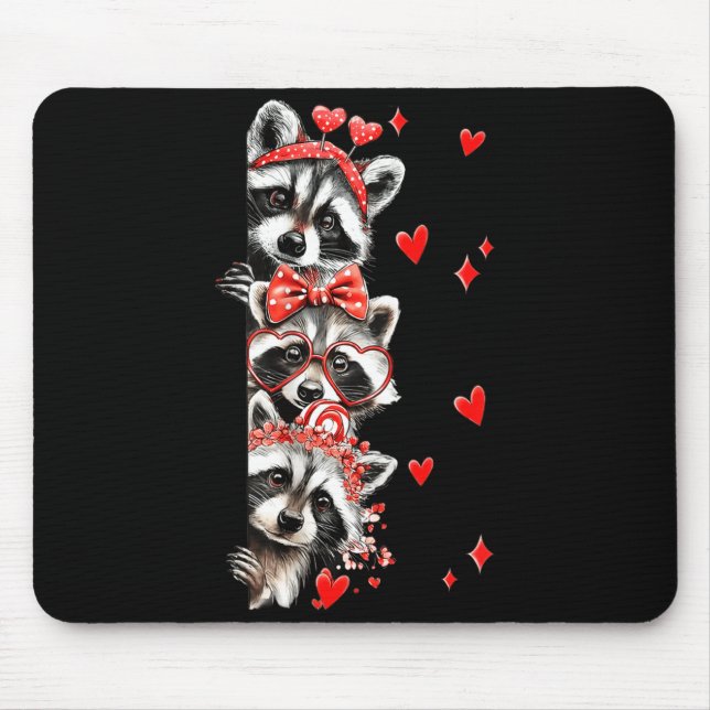Raccoon Valentines Day Funny Feral Raccoon Love He Mouse Mat (Front)