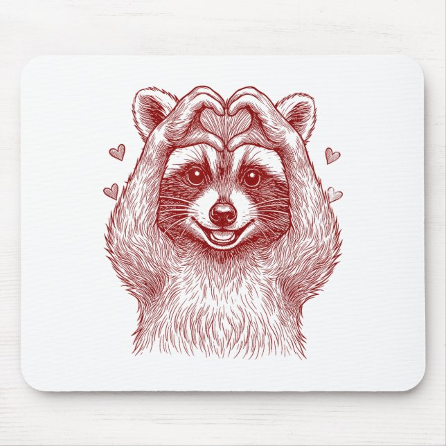 Raccoon Valentines Day Funny Feral Raccoon Love He Mouse Mat (Front)
