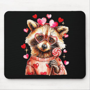 Raccoon Valentines Day Funny Feral Raccoon Love He Mouse Mat