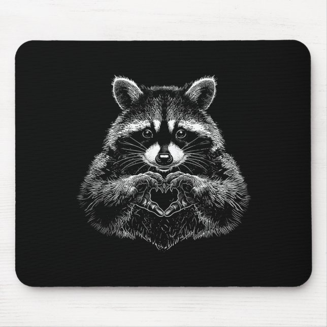 Raccoon Valentines Day Funny Feral Raccoon Love He Mouse Mat (Front)