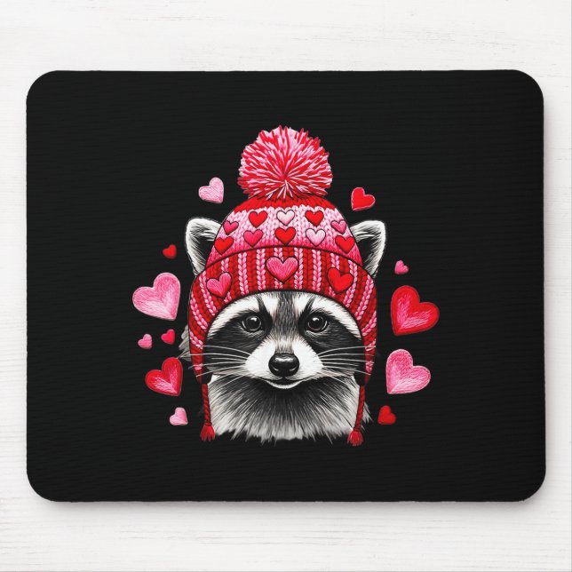 Raccoon Valentines Day Funny Feral Raccoon Love He Mouse Mat (Front)