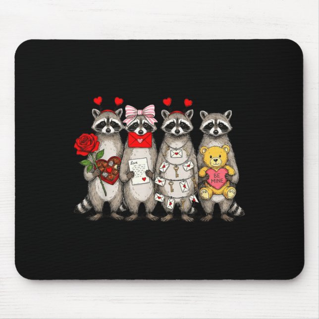 Raccoon Valentines Day Funny Feral Raccoon Love He Mouse Mat (Front)