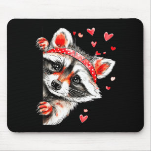 Raccoon Valentines Day Funny Feral Raccoon Love He Mouse Mat